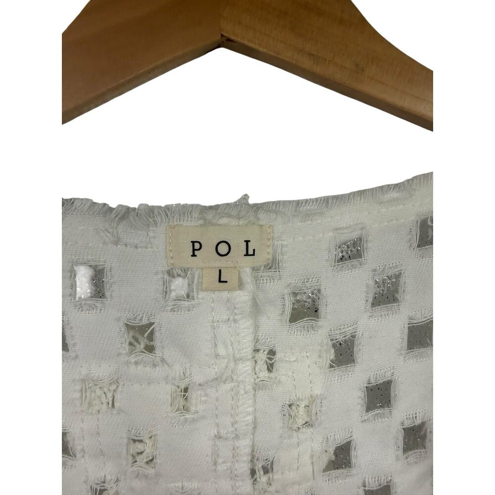 POL boutique Cream Open Knit Long Duster Kimono Cardigan White Cream Lace L - Picture 2 of 8